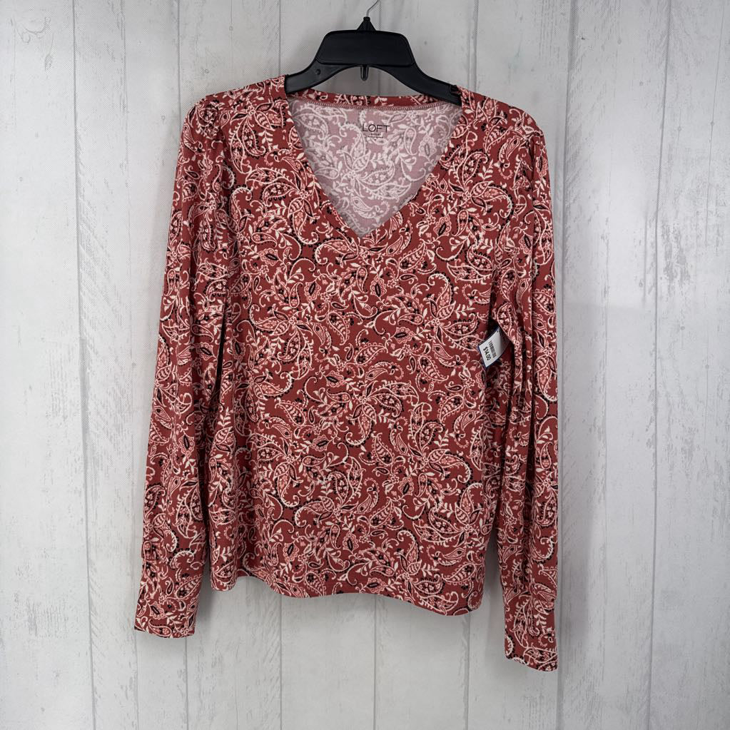 M paisley print v-neck l/s top