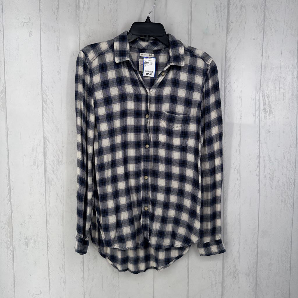 XS plaid button down l/s top