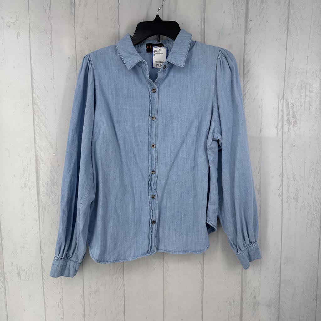 M denim button down l/s top