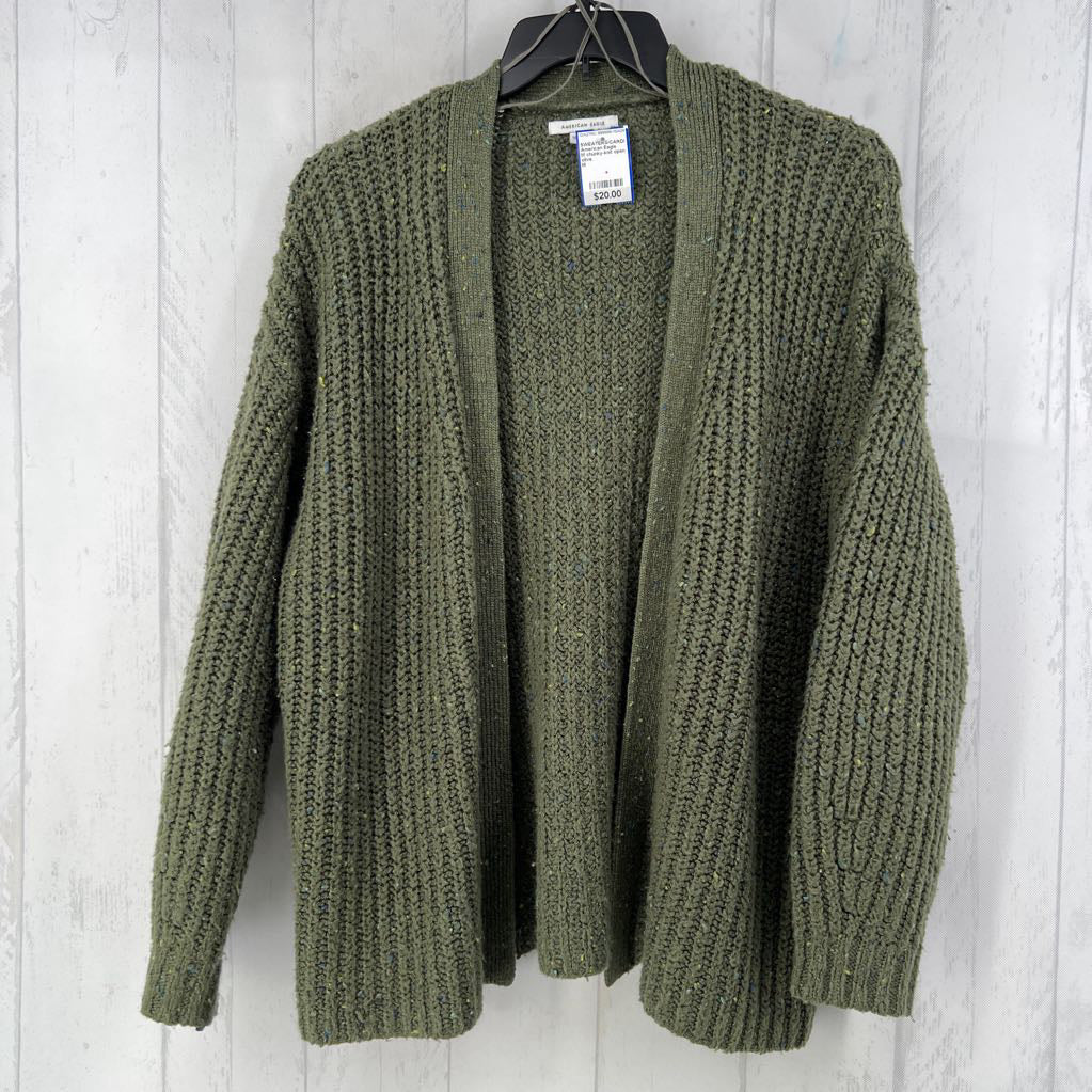 M chunky-knit open front cardi