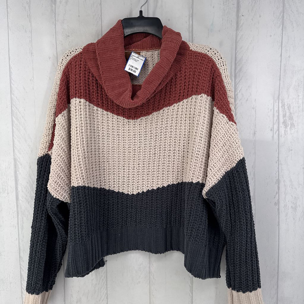 S chunky knit colorblock sweater