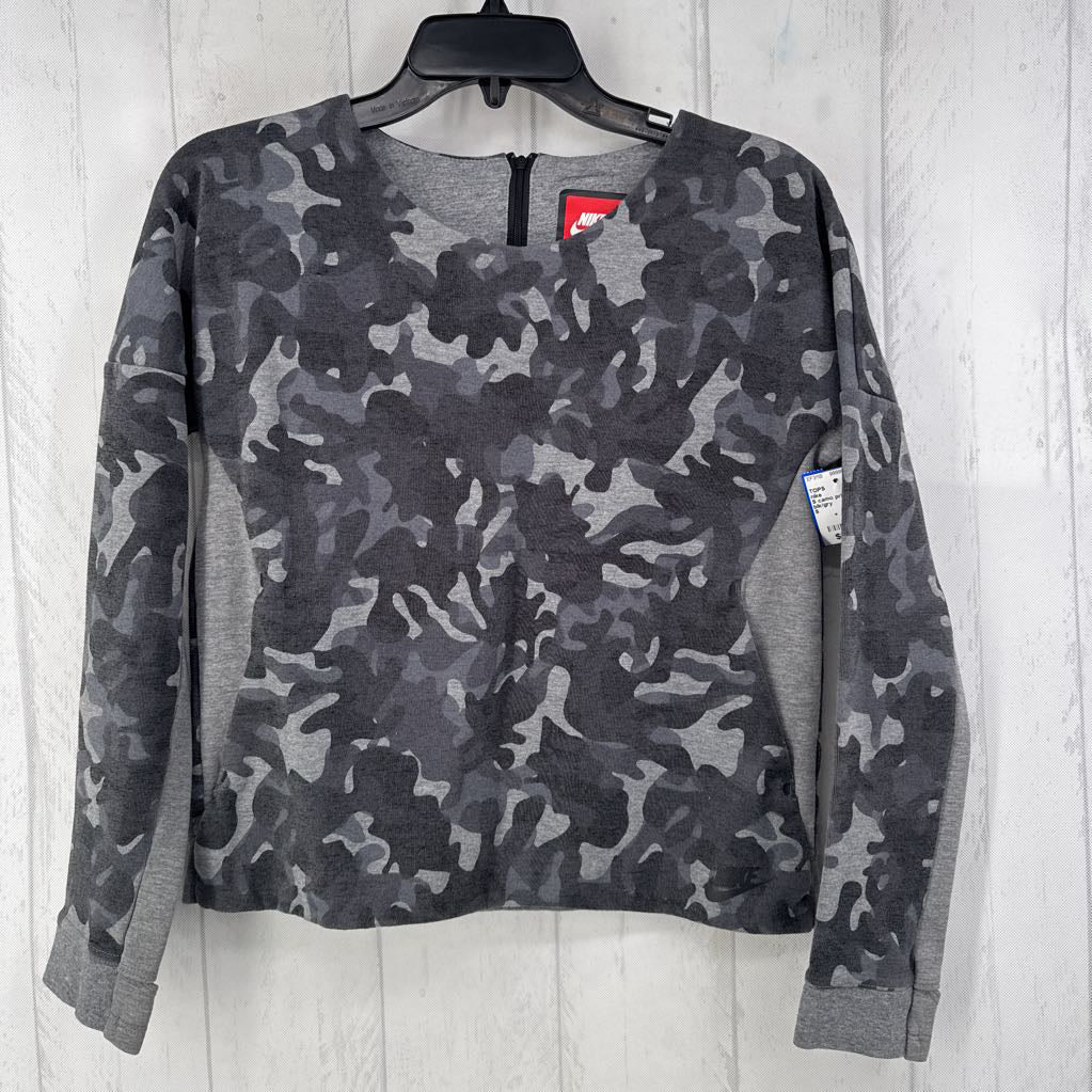 S camo print l/s top