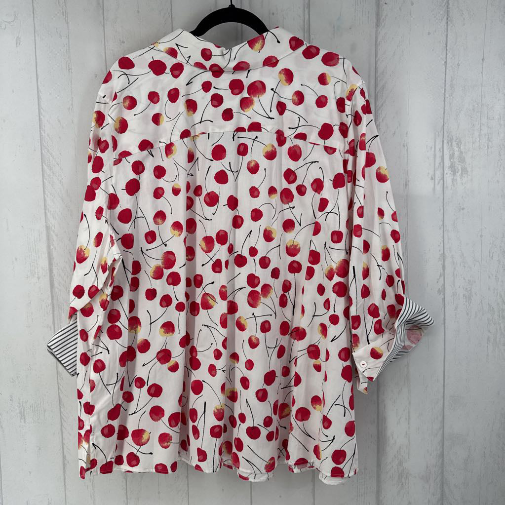 24w cuff slv cheery print button shirt