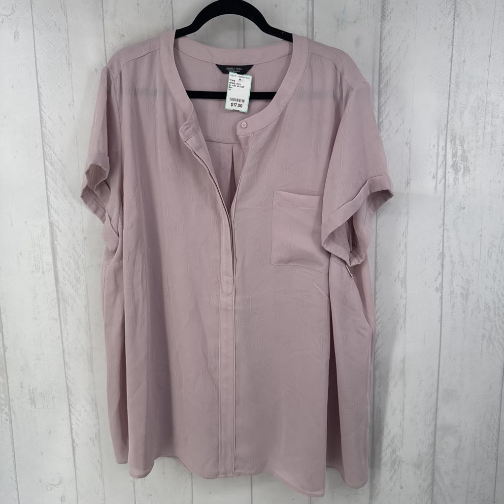 3x cuff slv half button top