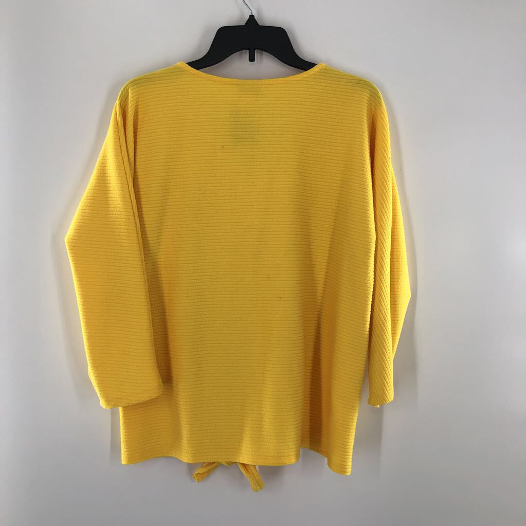 L ribbed v-neck tie front l/s top