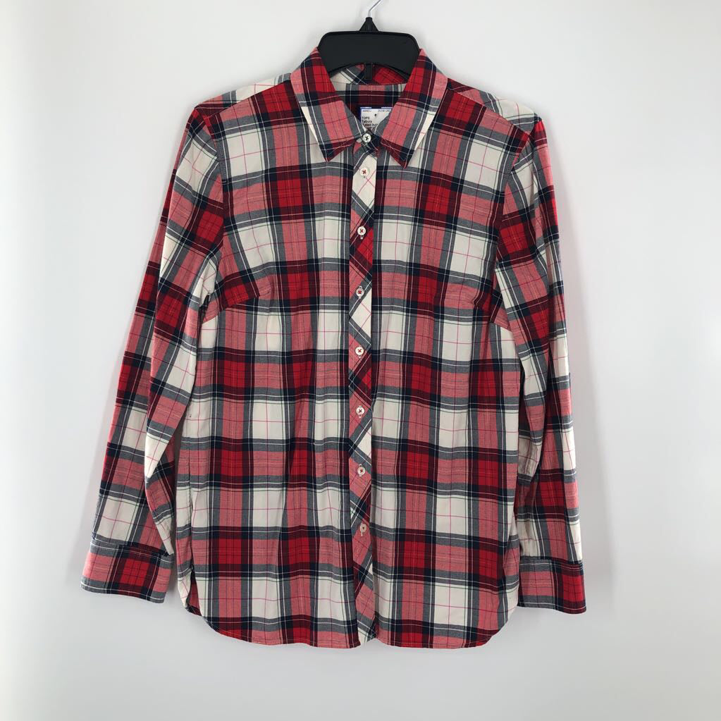 M plaid button down l/s top