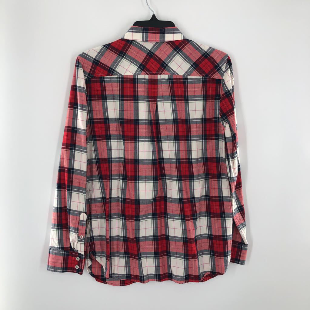 M plaid button down l/s top