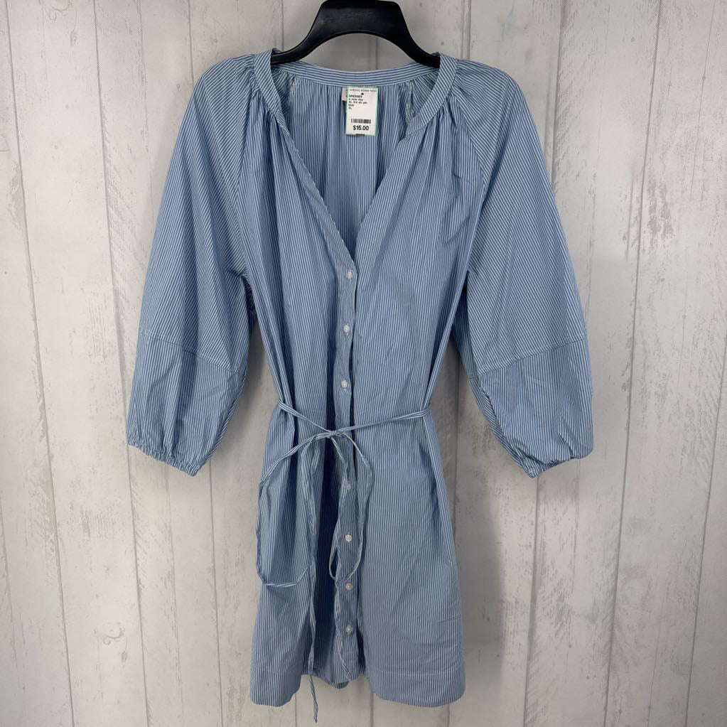 XL 3/4 slv pin stripe button shirt dress