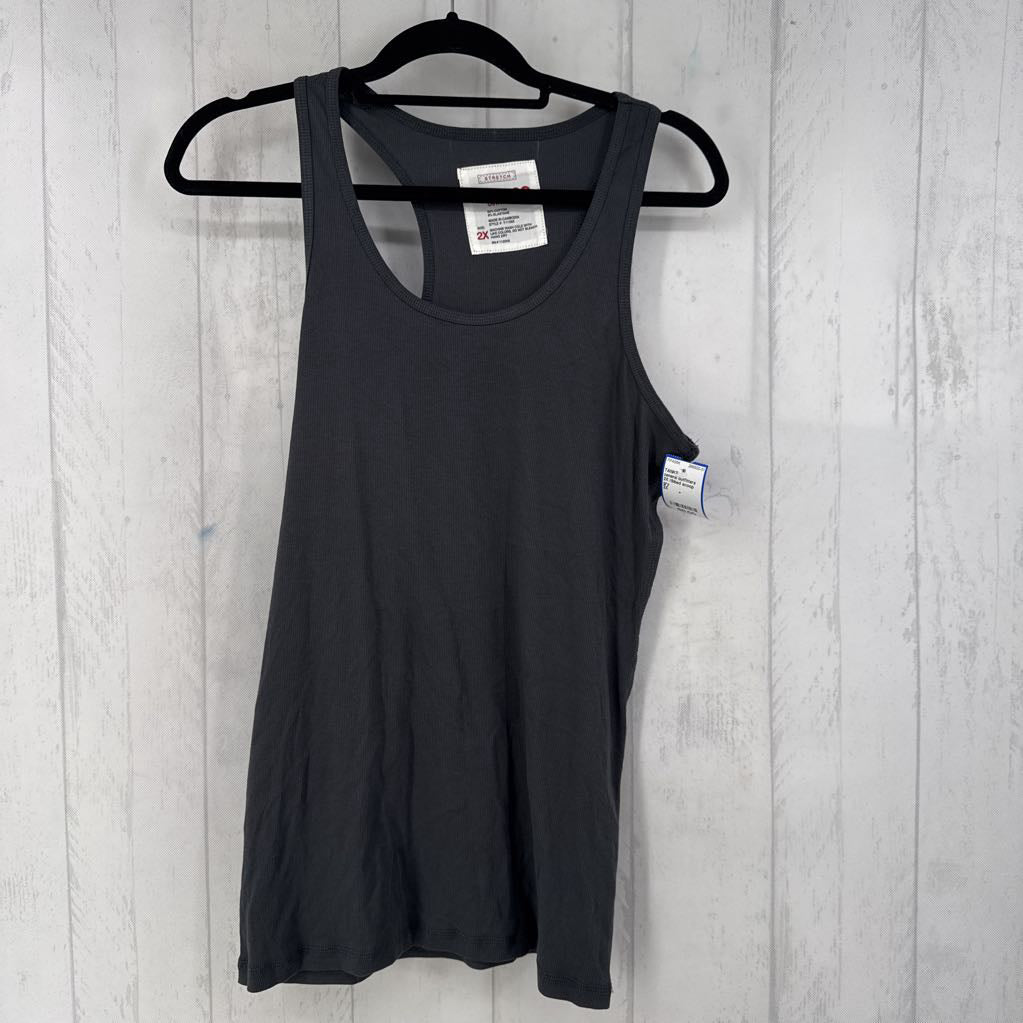 2X ribbed scoop neck tank