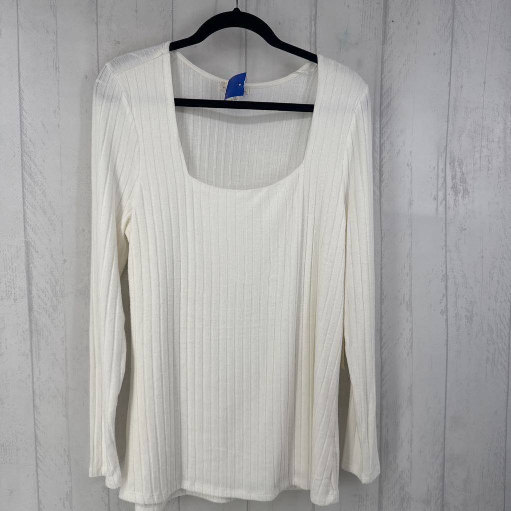 1X jewel neck ribbed l/s top
