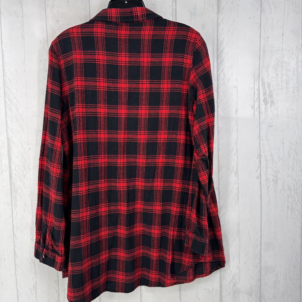 L plaid button down l/s top