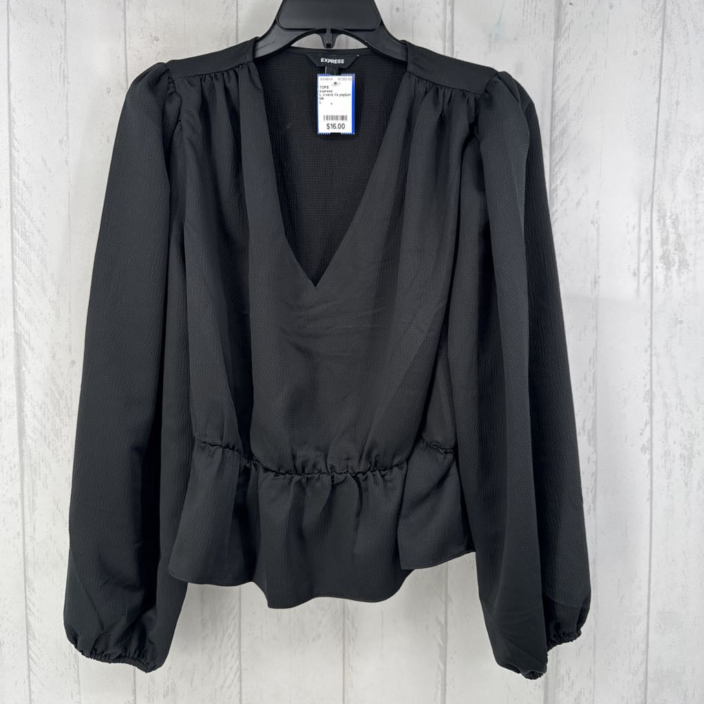 L v-neck l/s peplum top