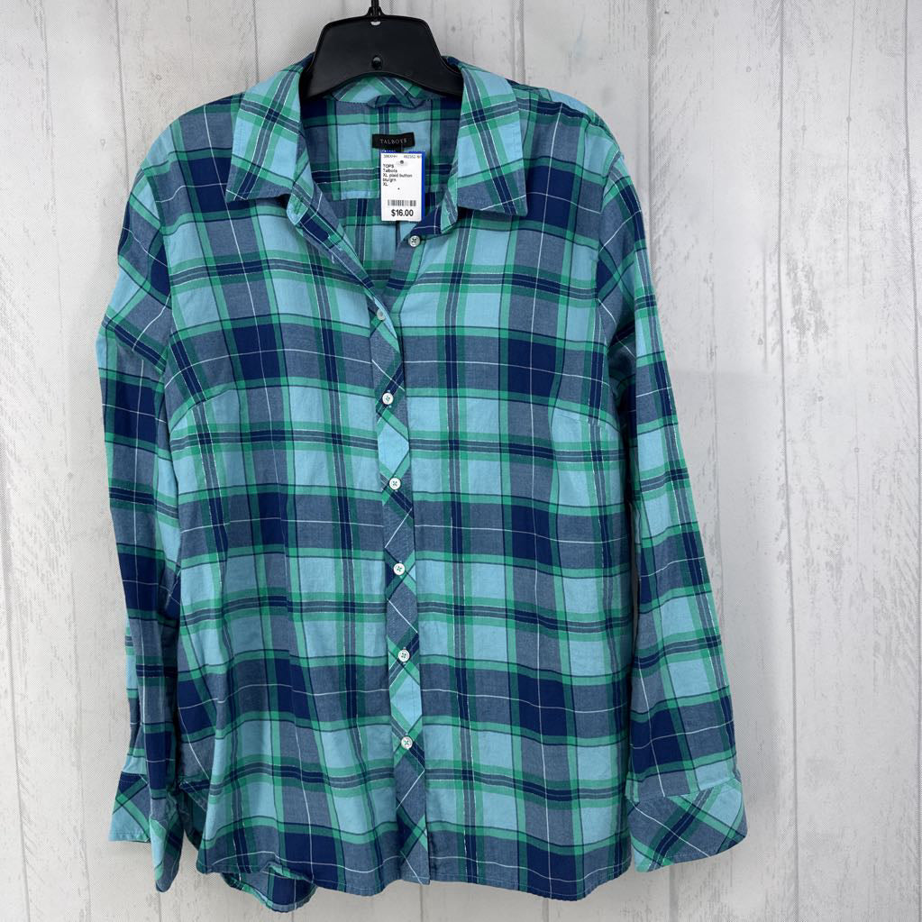 XL plaid button down l/s top