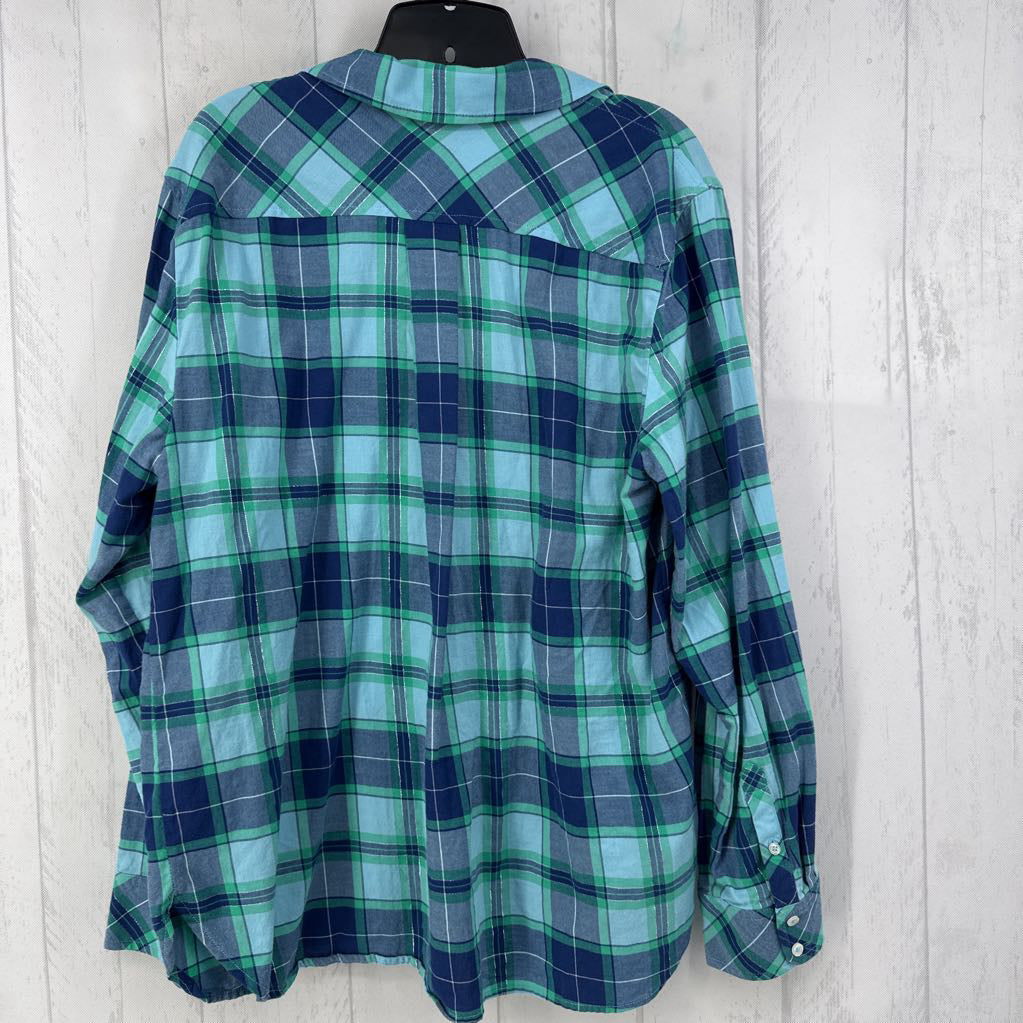 XL plaid button down l/s top