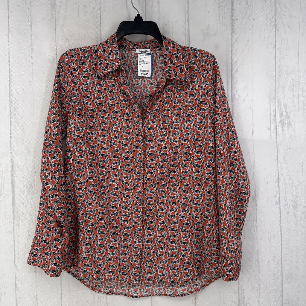 XS zebra's button down l/s top
