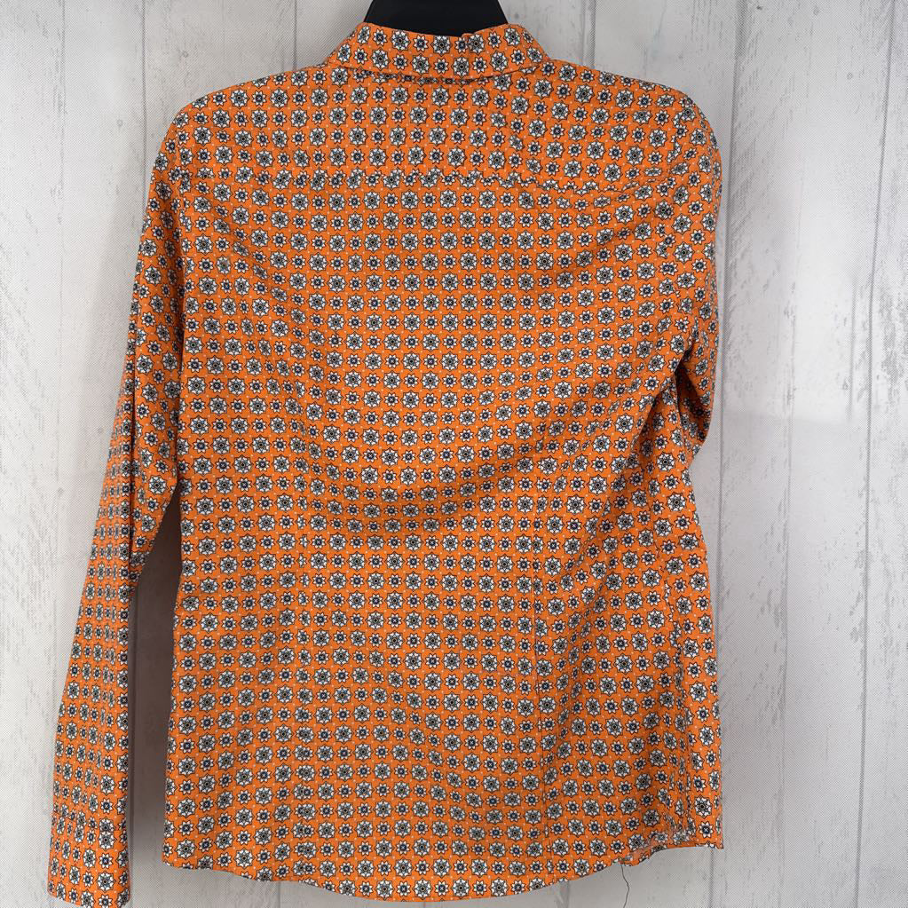 2 medalian print button down l/s top