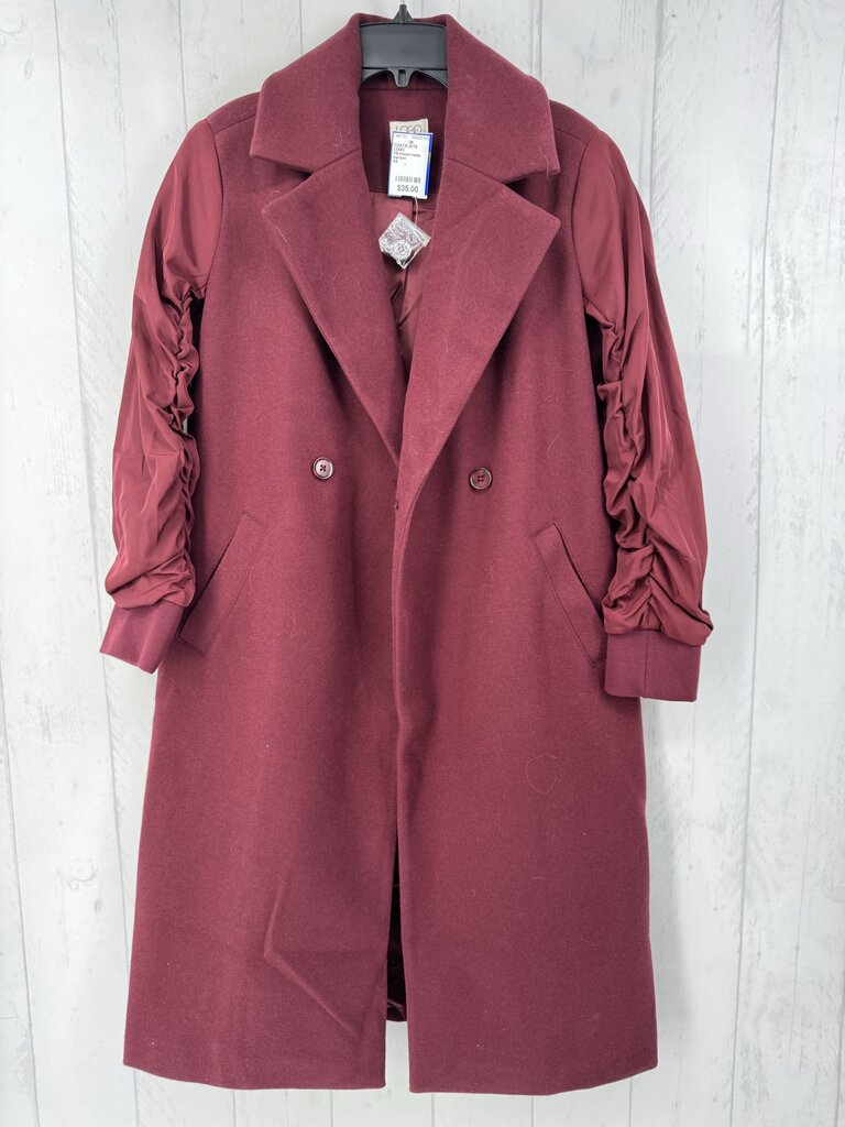 XS mixed media ruched slv coat