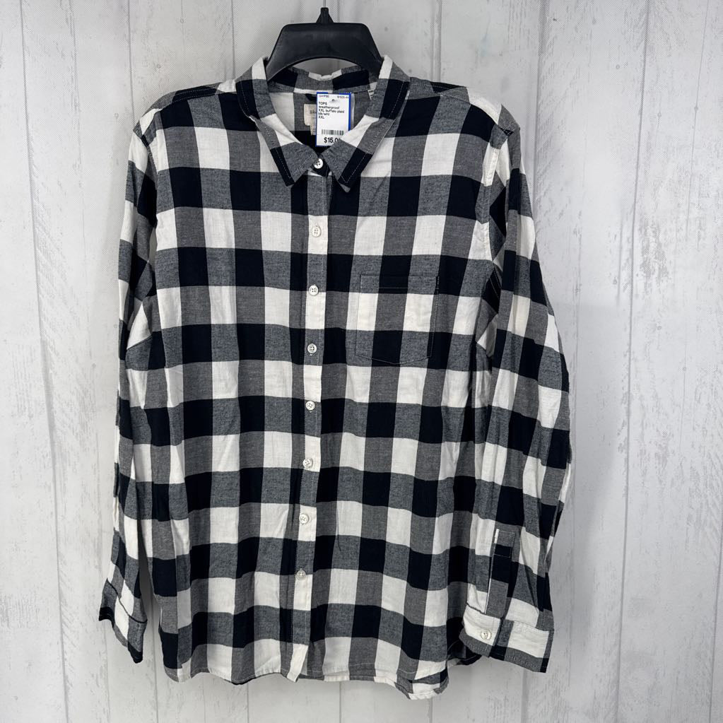 XXL buffalo plaid button down l/s top