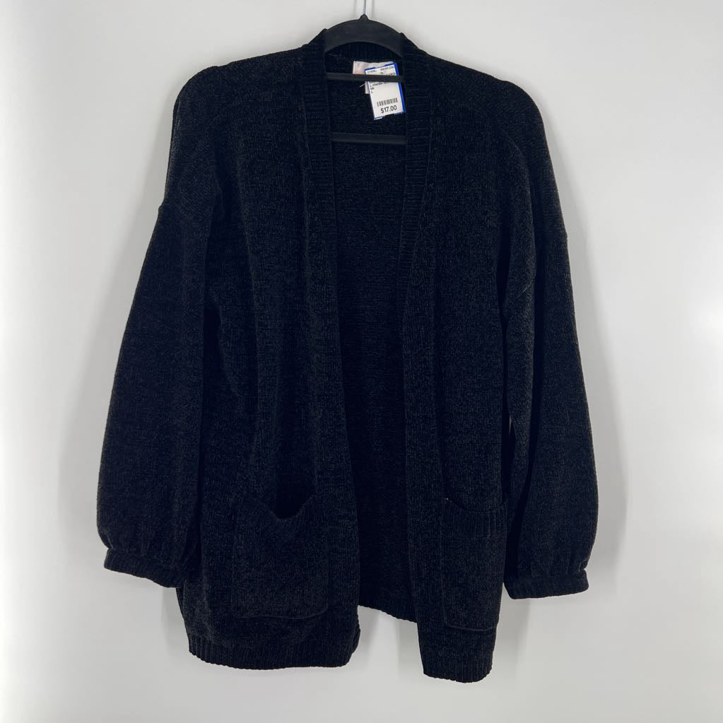 L chenille open front cardi