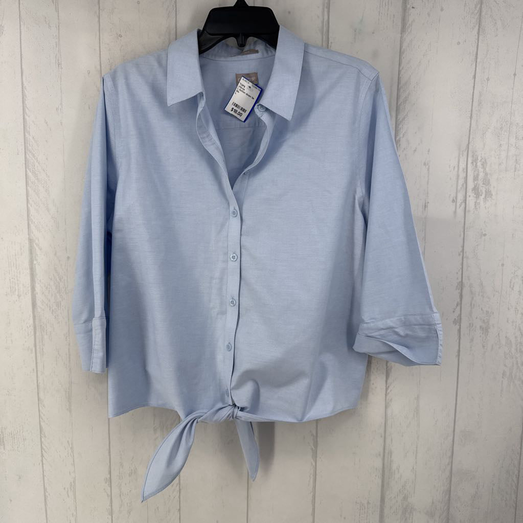 L button down tie front 3/4 slv top