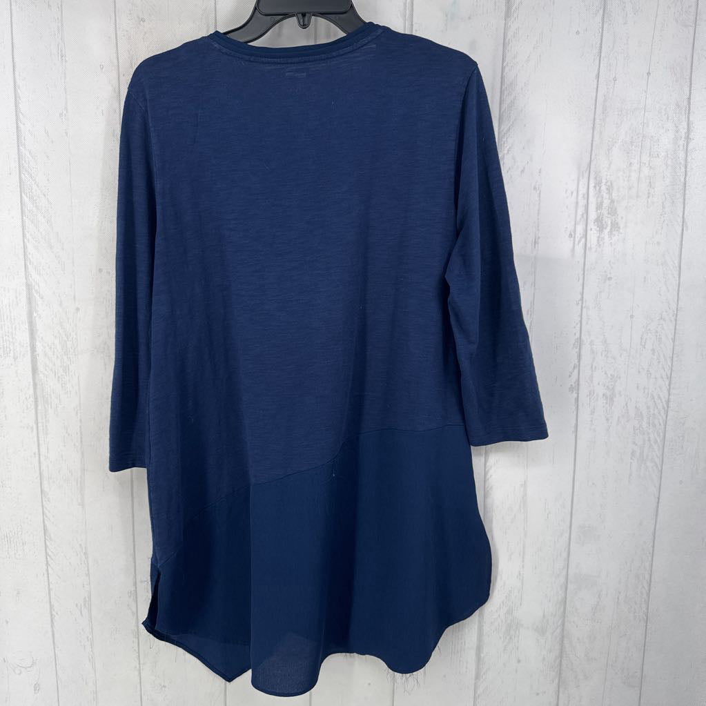 L v-neck layered hem 3/4 slv tunic