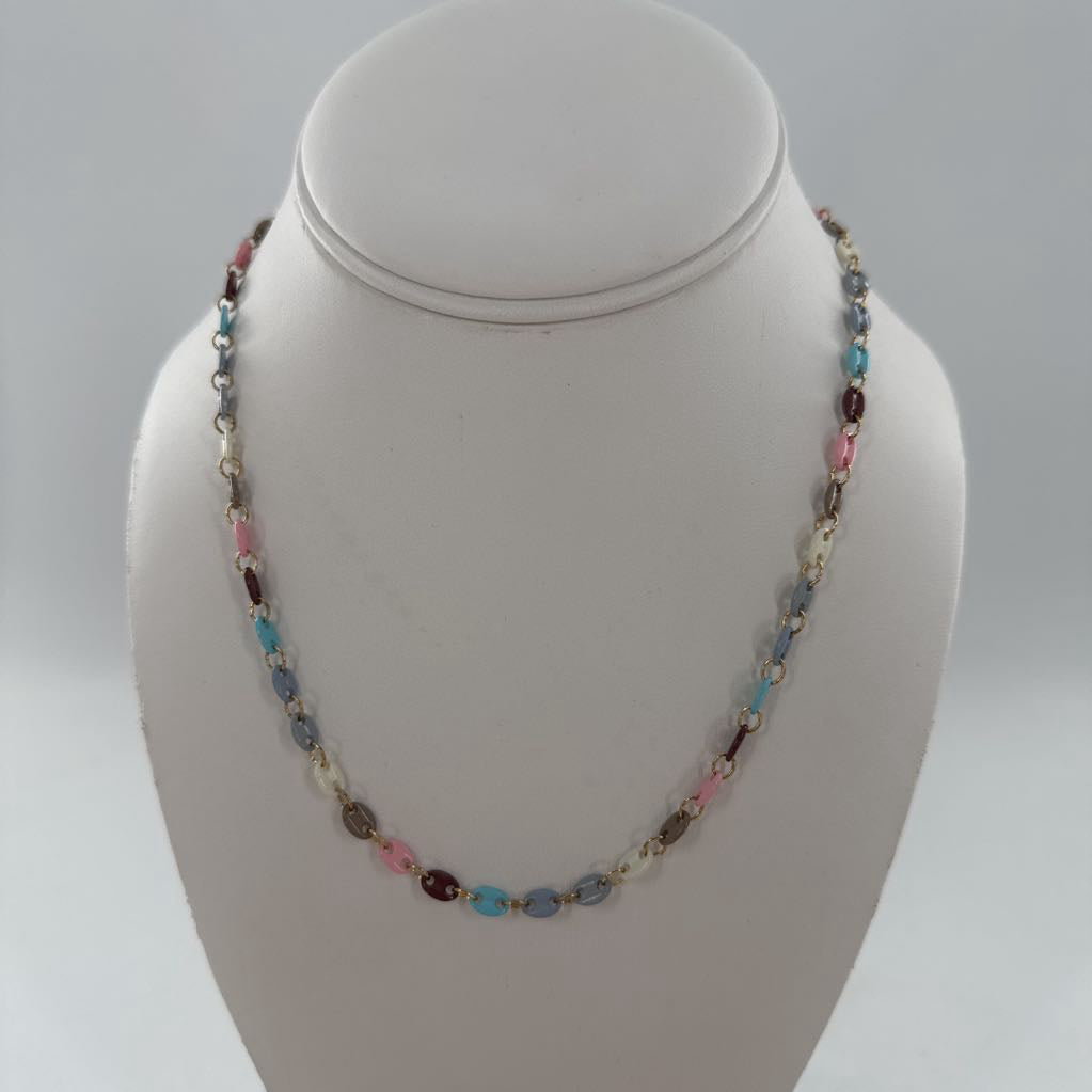9" multicolor enamel disc necklace