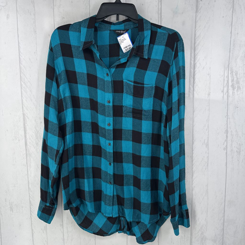 M plaid button down l/s top