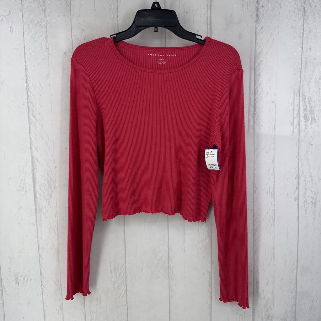 L ribbed scoop neck l/s top