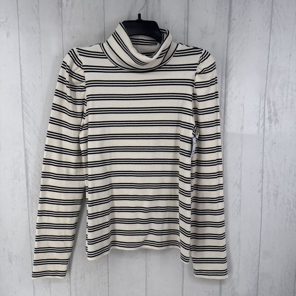 L ribbed striped l/s t-neck