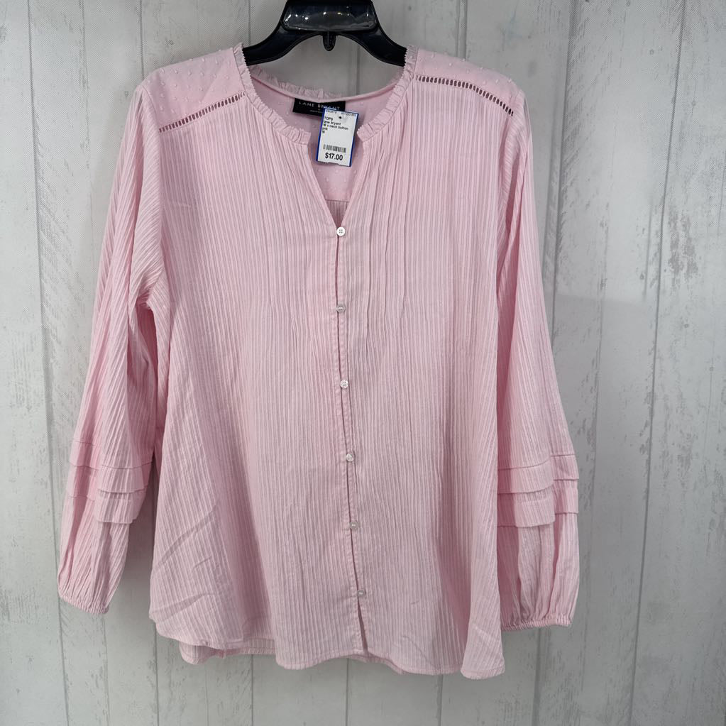16 v-neck button down l/s top