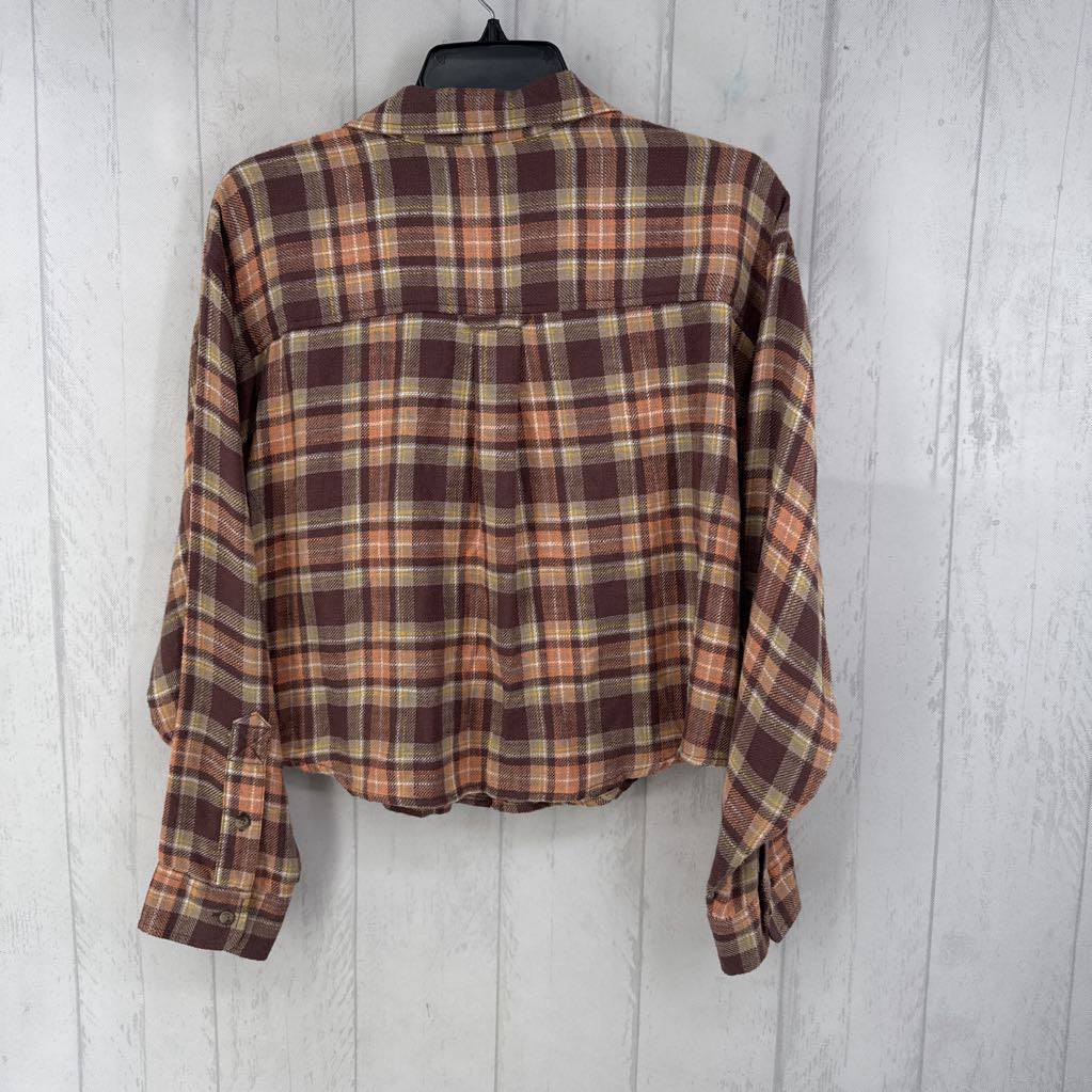 M plaid button down l/s top