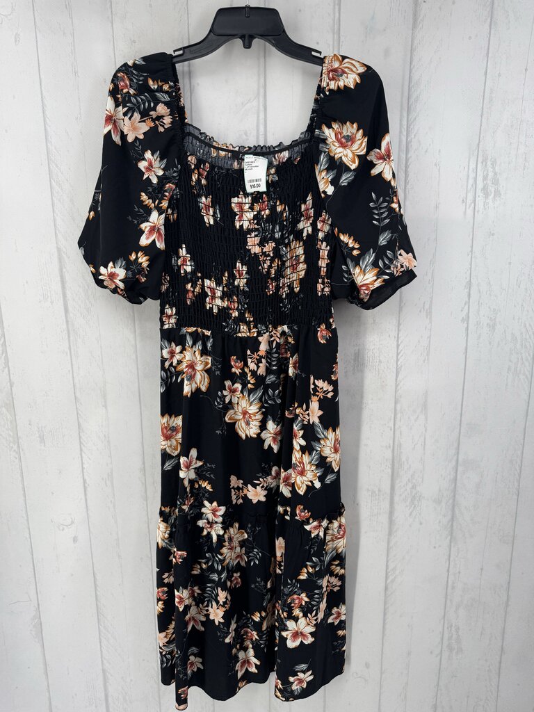 L off shoulder smocked floral dress