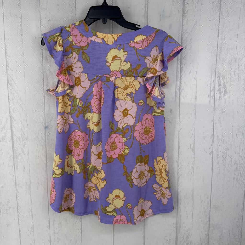 M ruffle s/s floral top