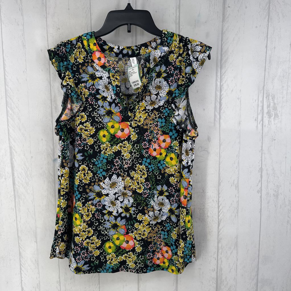 M ruffle s/s floral top
