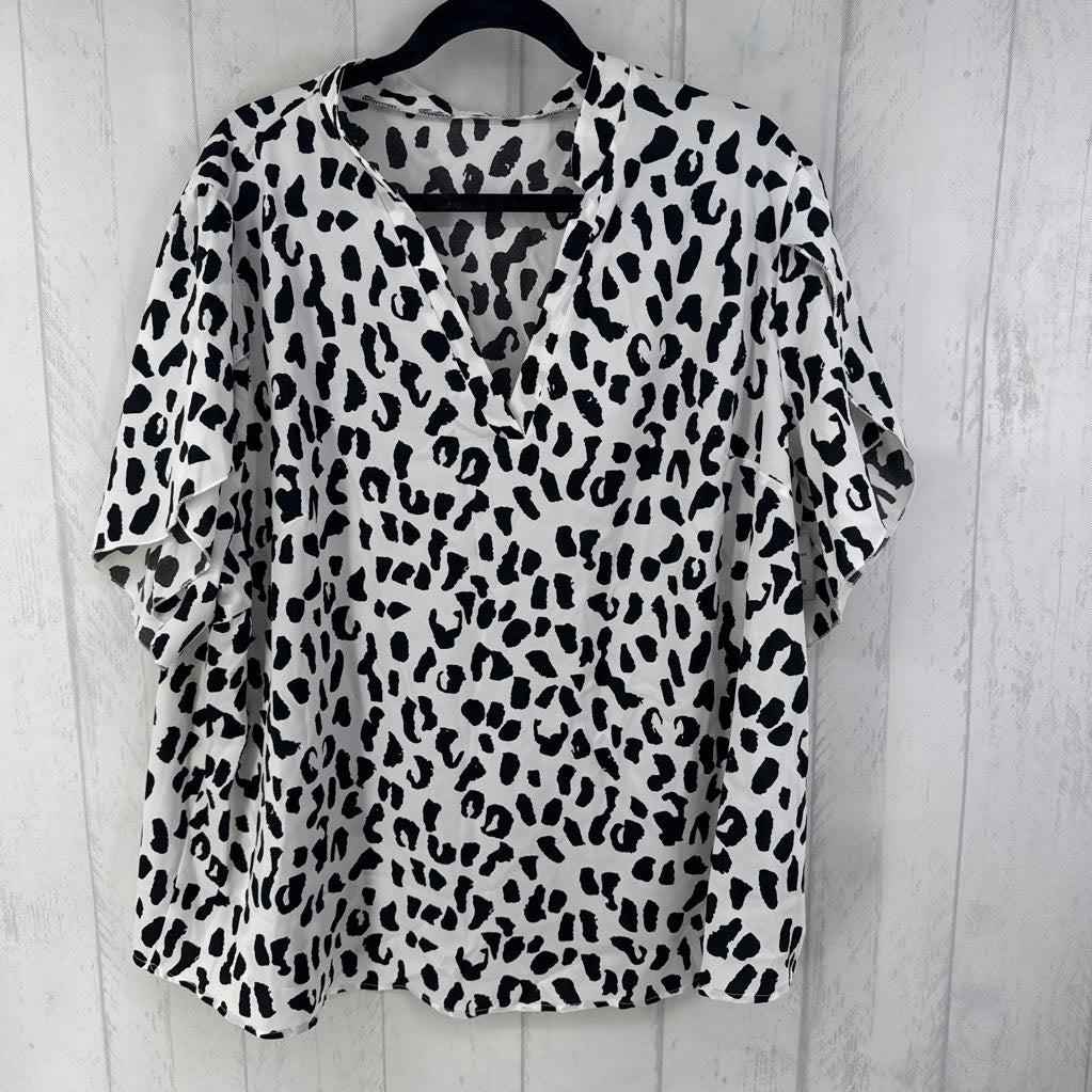 4xl s/s animal print top