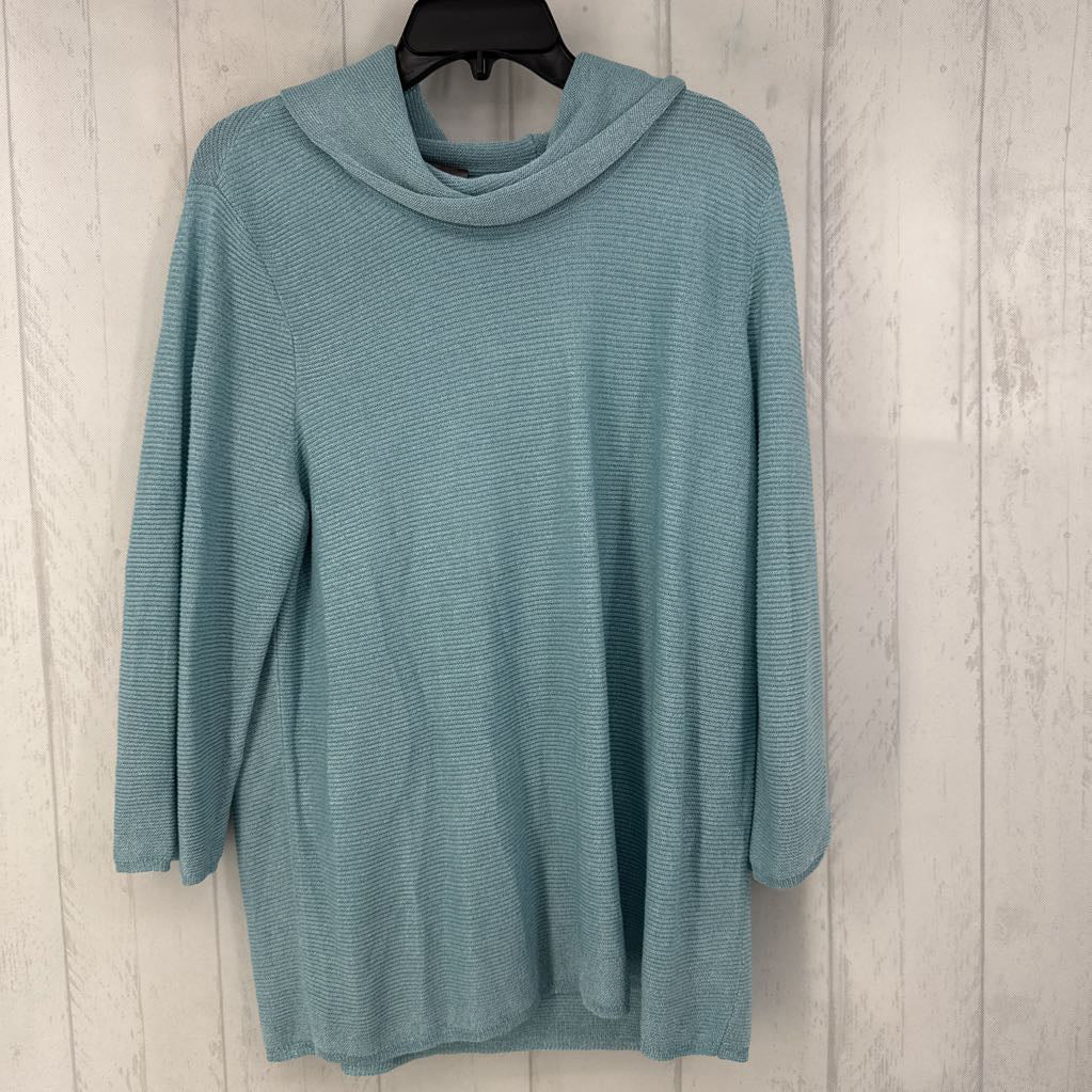 R60 L ribbed cowl neck 3/4 slv top