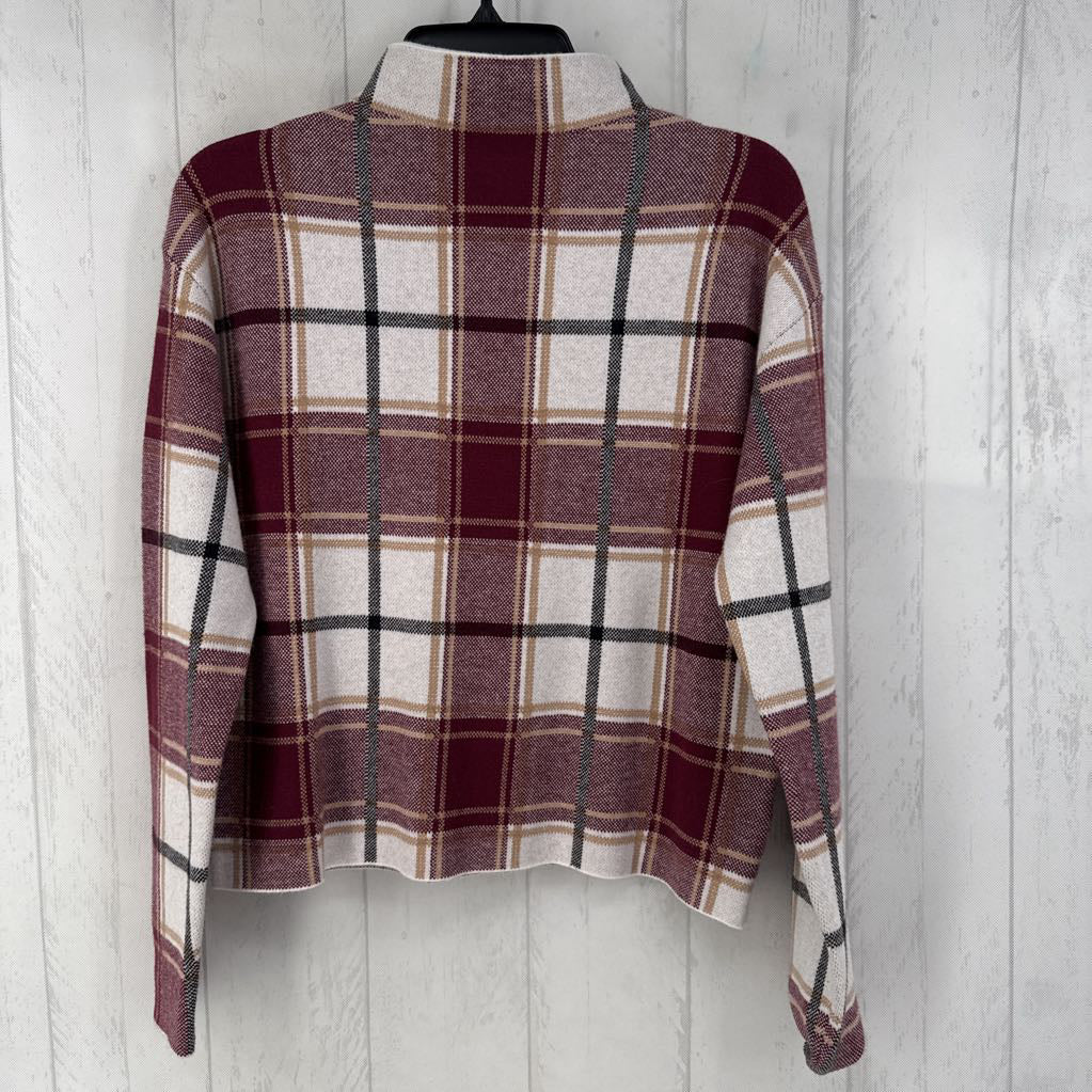 S plaid mock neck sweater
