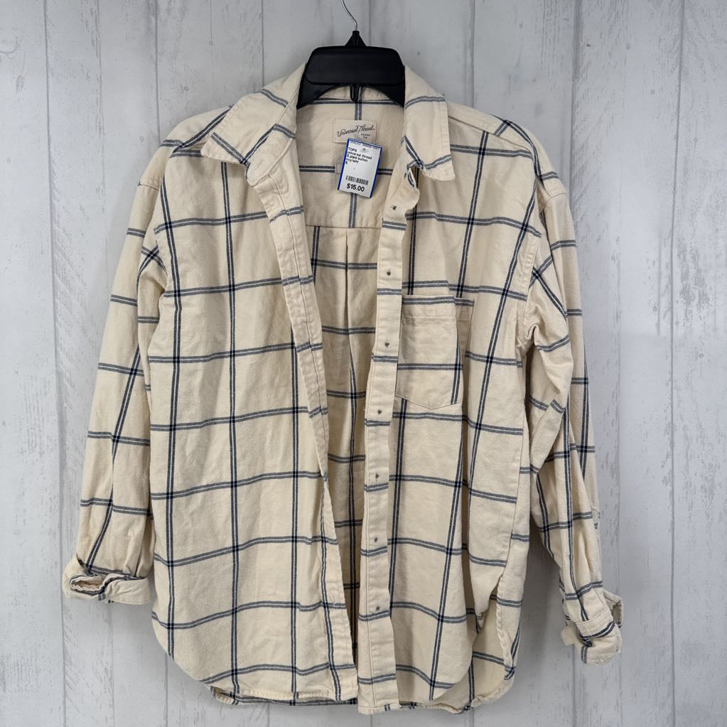 S plaid button down l/s top