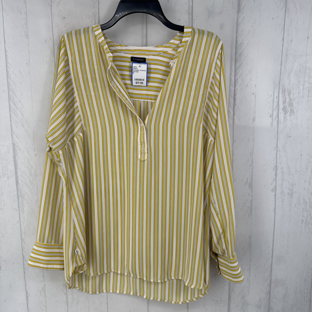 M striped 1/2 button down l/s top
