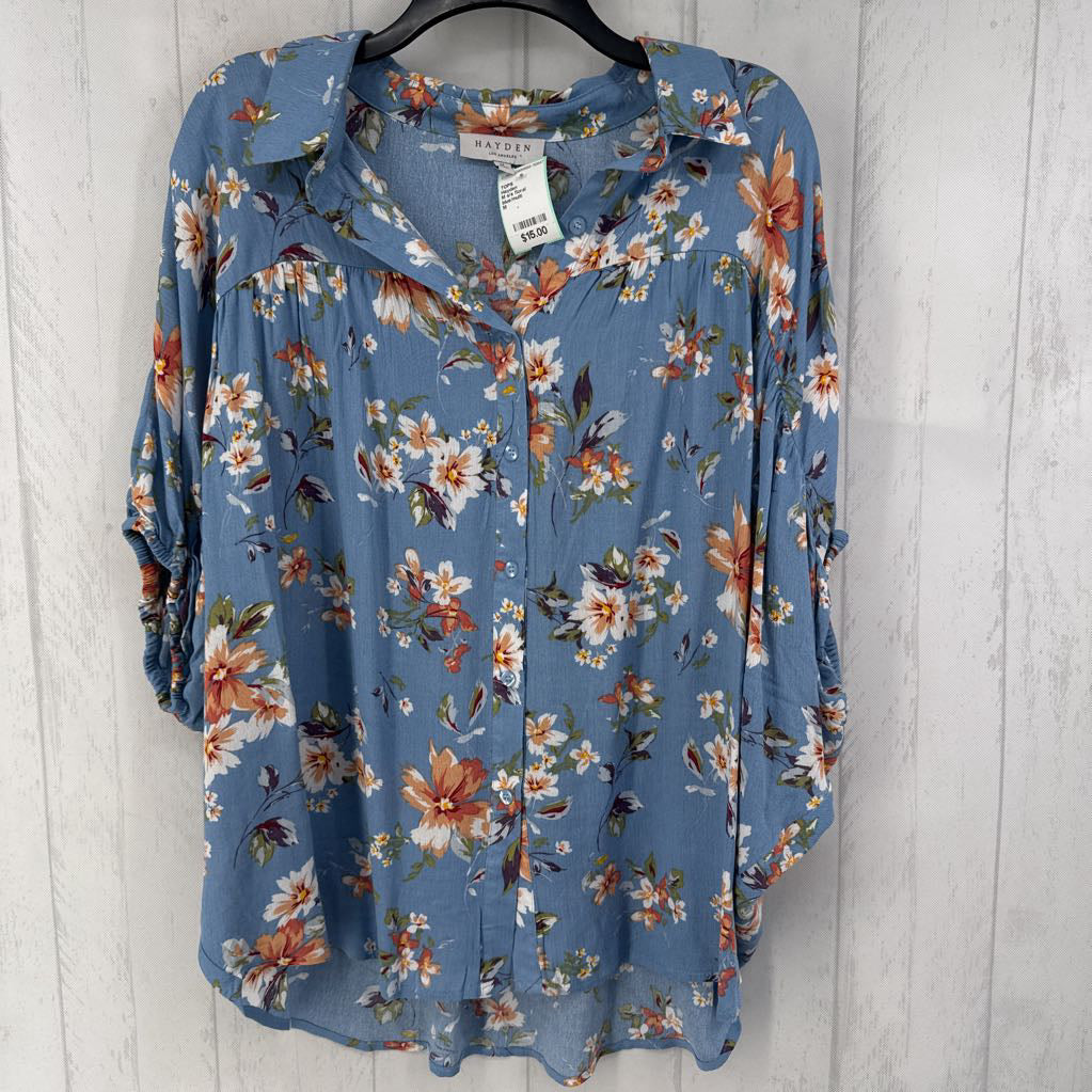 M s/s floral oversized button shirt