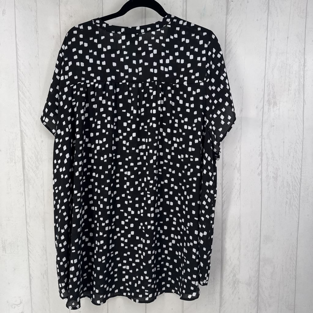 4 s/s print v-neck hi-low top