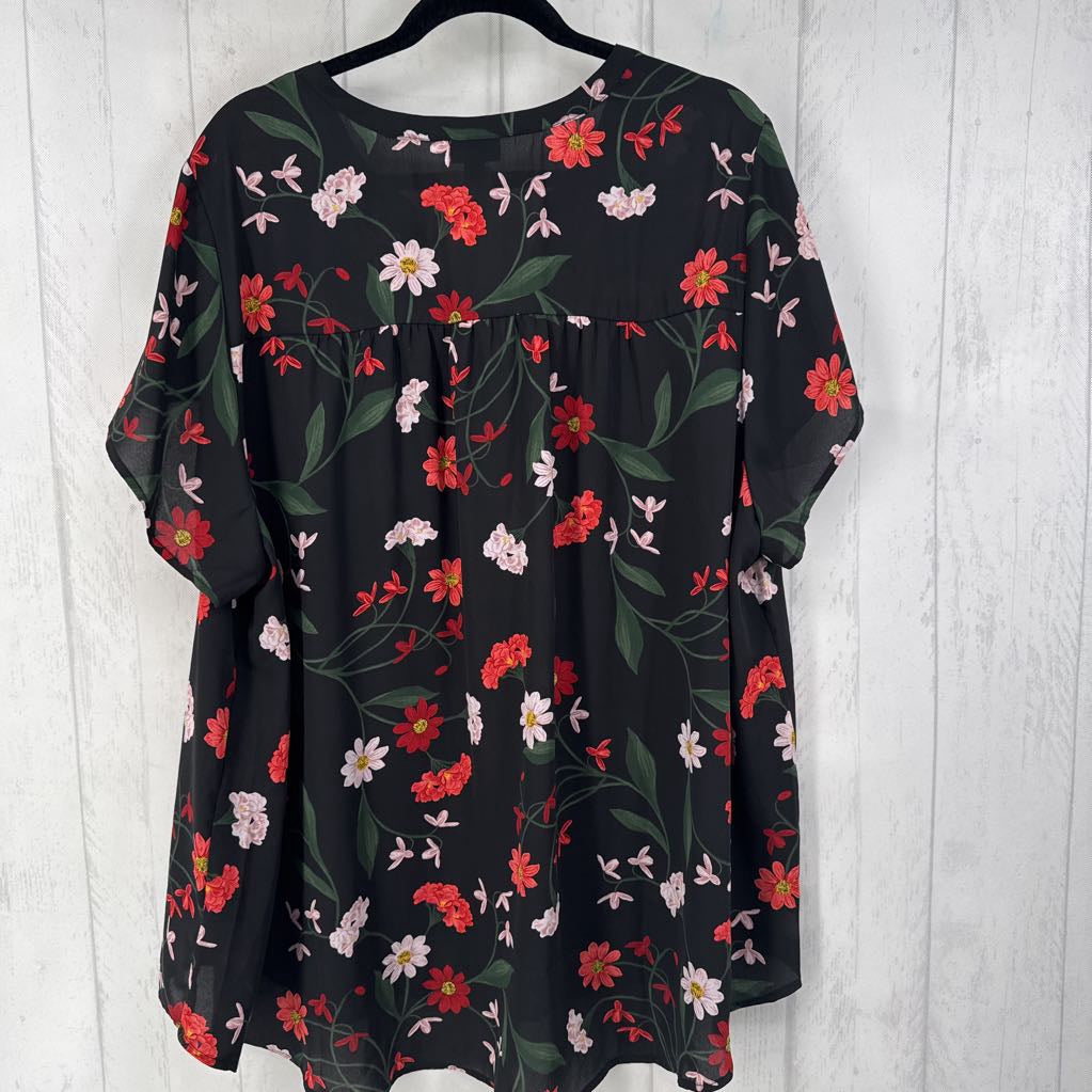 4 s/s v-neck flower print top