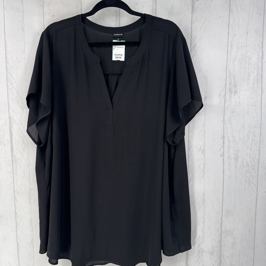 4 s/s v-neck hi-low top