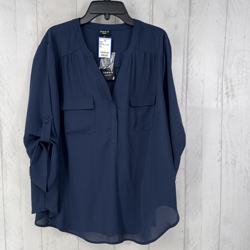 R45 0(XL) v-neck 3/4 slv top