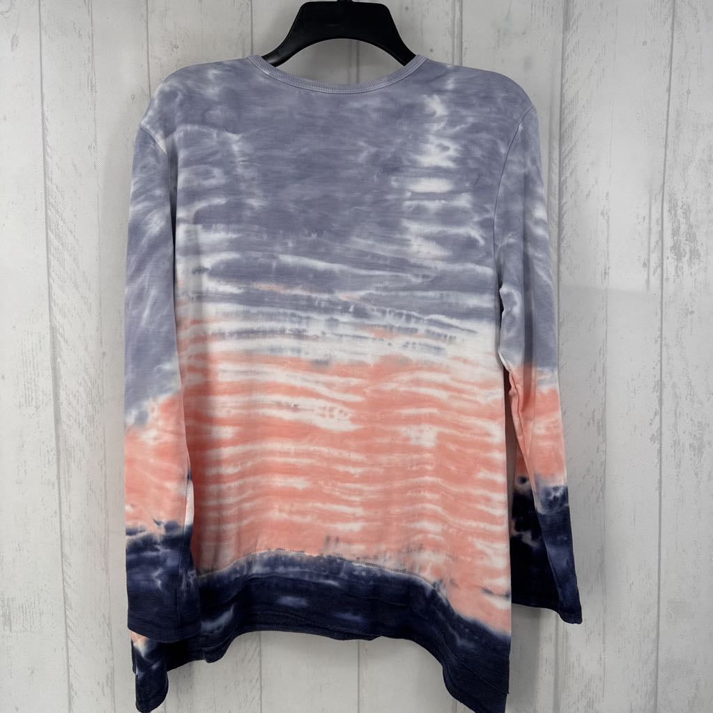 L tie-dye v-neck l/s top