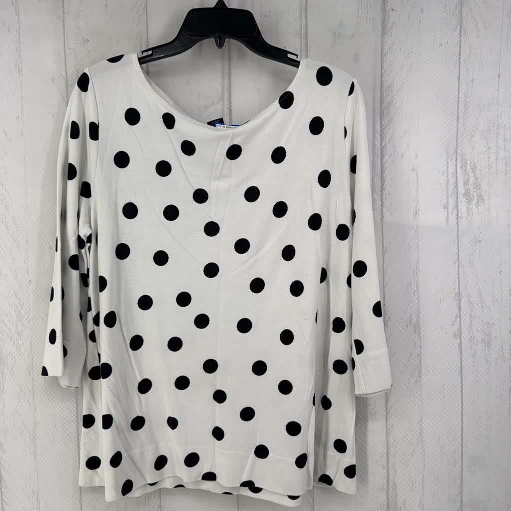 L polka dot 3/4 slv top