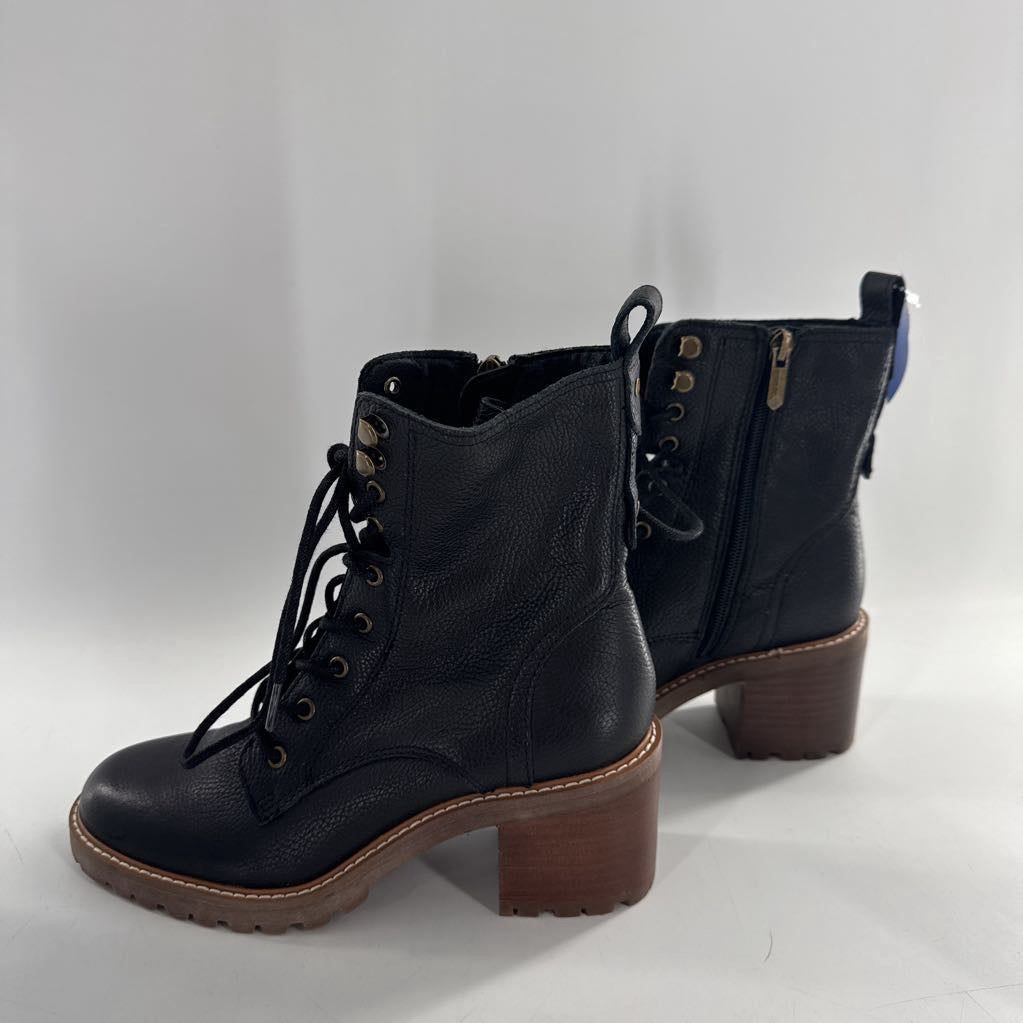 7.5 leather block heel combat boot