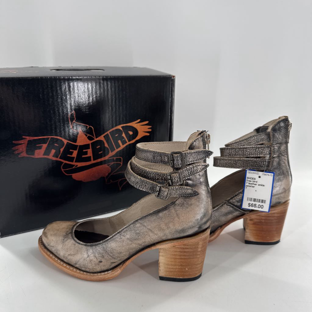 7 leather ankle strap shoes