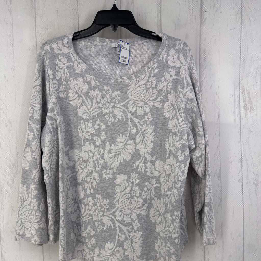 1X damask print l/s top