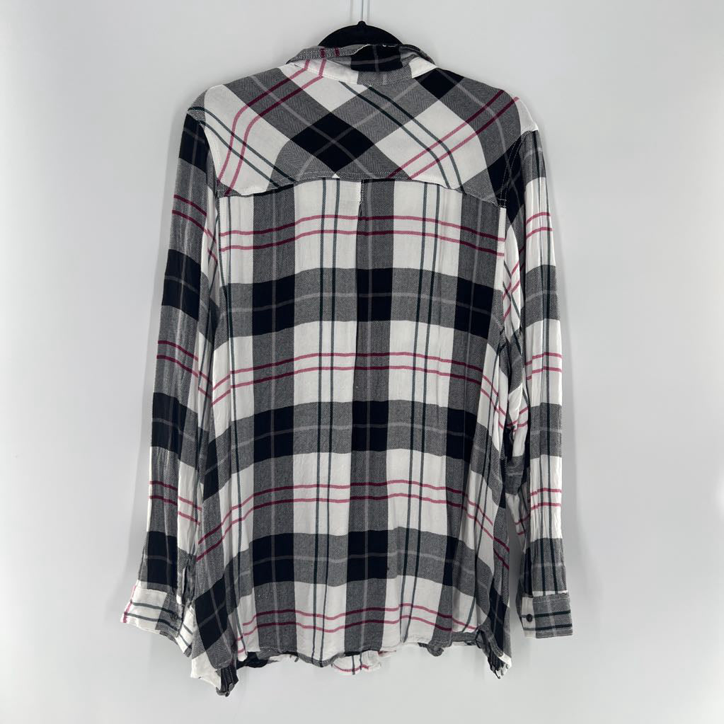 2X plaid button down l/s top